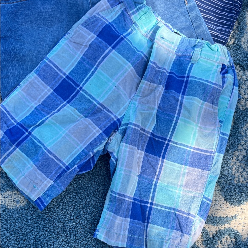 The Children's Place Aqua and Blue Plaid Shorts